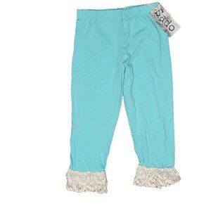 Sado NWT boutique blue aqua leggings with lace knit ruffle hem toddler size 3T